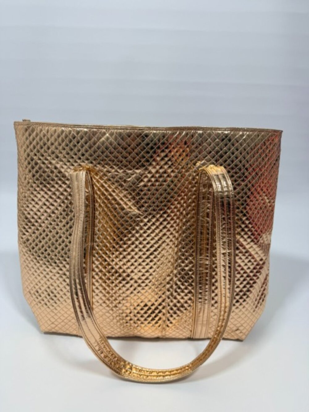 NWT Vera Bradley Iconic Grand Tote Bag Rose Gold Shimmer Large